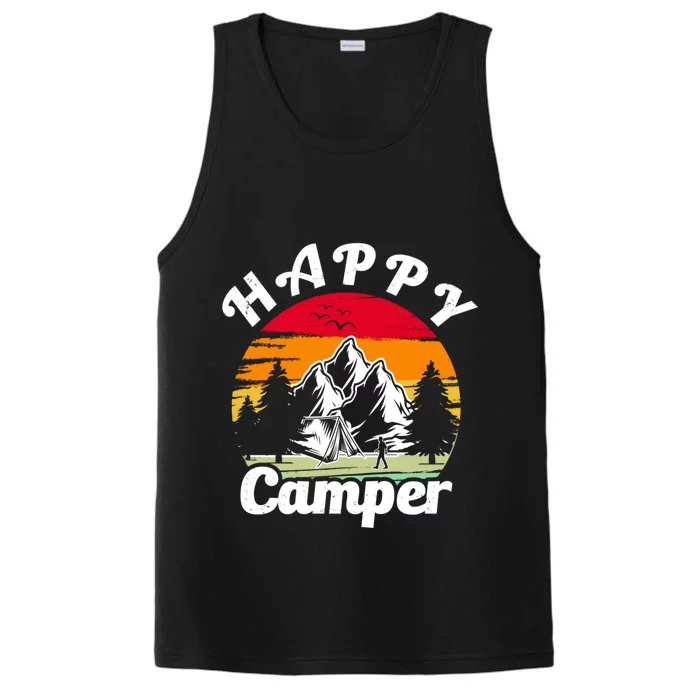 Funny Camping Hiking Lover Present Happy Camper Gift Performance Tank