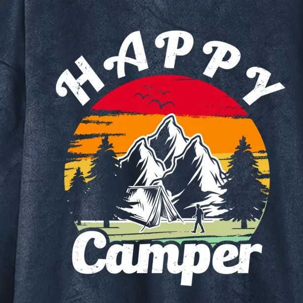 Funny Camping Hiking Lover Present Happy Camper Gift Hooded Wearable Blanket