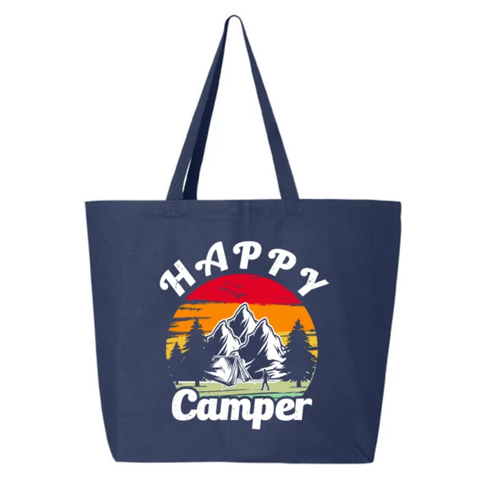 Funny Camping Hiking Lover Present Happy Camper Gift 25L Jumbo Tote