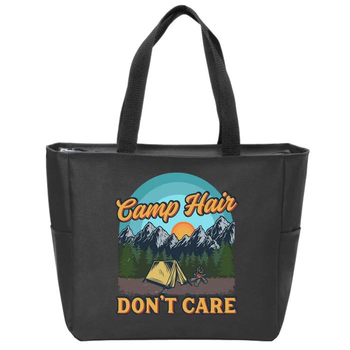 Funny Camp Hair Don't Care Zip Tote Bag