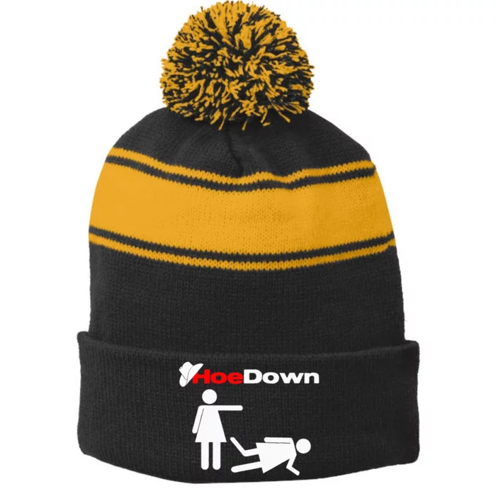 Funny Country Hoe Down Stripe Pom Pom Beanie