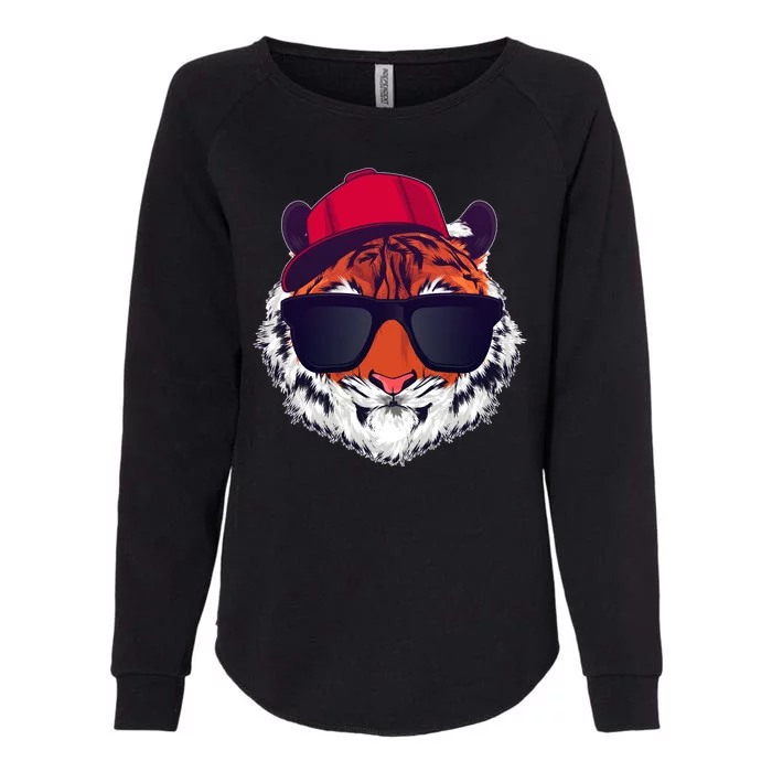 Funny Cool Hipster Tiger Sunglass Womens California Wash Sweatshirt