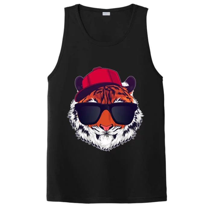 Funny Cool Hipster Tiger Sunglass Performance Tank