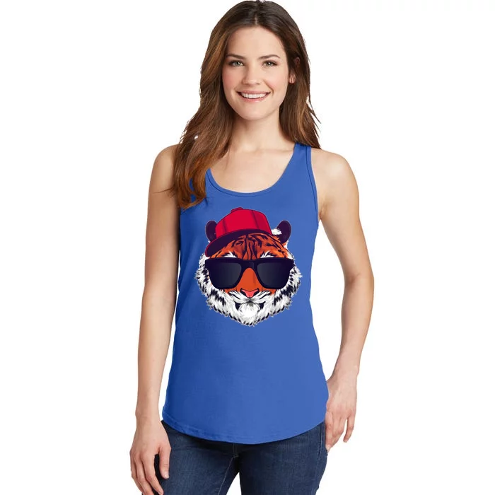 Funny Cool Hipster Tiger Sunglass Ladies Essential Tank