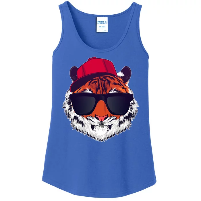 Funny Cool Hipster Tiger Sunglass Ladies Essential Tank