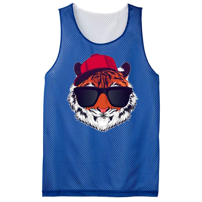 Funny Cool Hipster Tiger Sunglass Mesh Reversible Basketball Jersey Tank