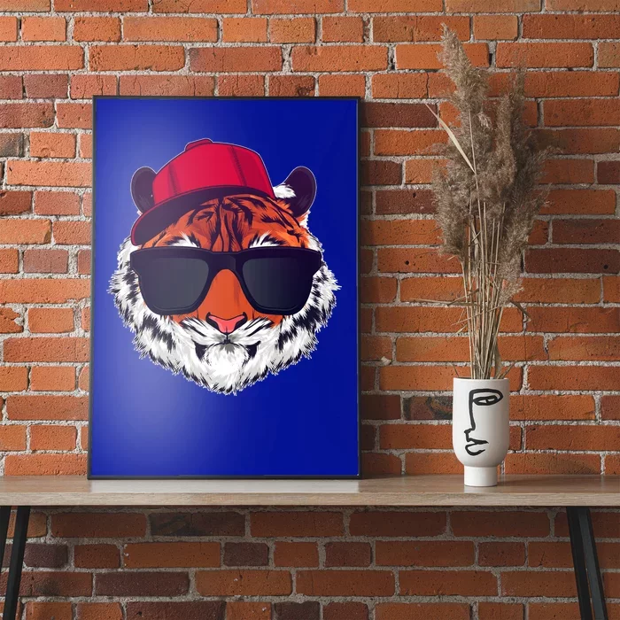 Funny Cool Hipster Tiger Sunglass Poster