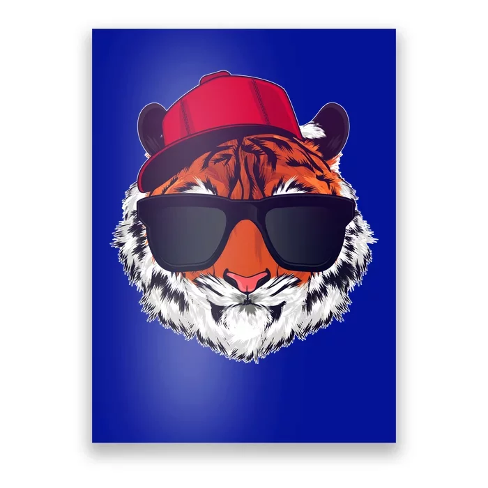 Funny Cool Hipster Tiger Sunglass Poster