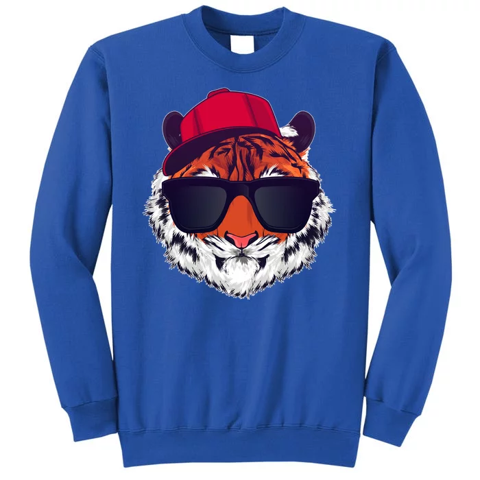 Funny Cool Hipster Tiger Sunglass Tall Sweatshirt