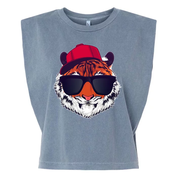 Funny Cool Hipster Tiger Sunglass Garment-Dyed Women's Muscle Tee