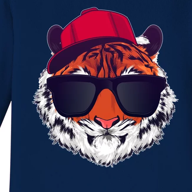 Funny Cool Hipster Tiger Sunglass Baby Long Sleeve Bodysuit