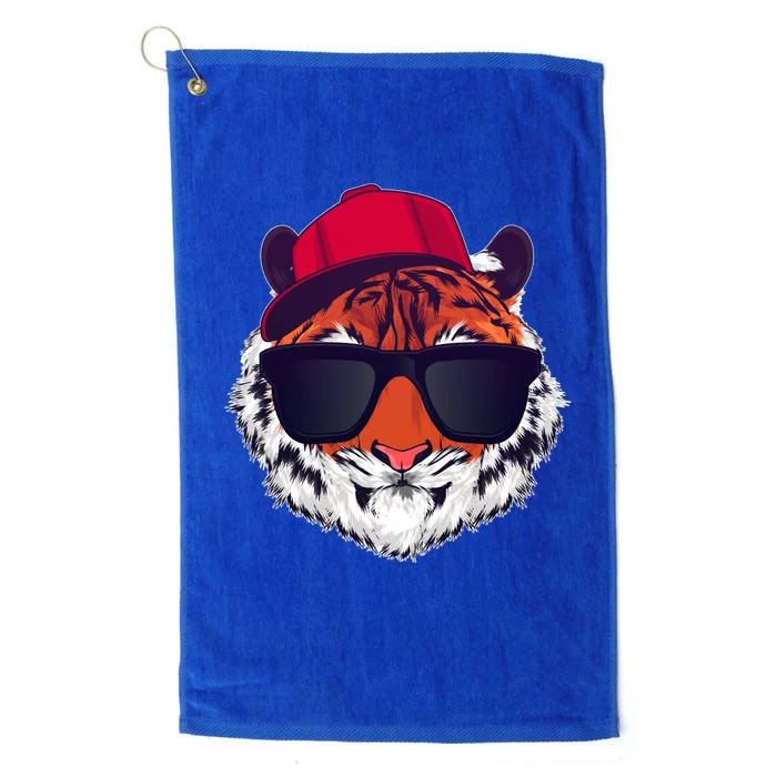 Funny Cool Hipster Tiger Sunglass Platinum Collection Golf Towel