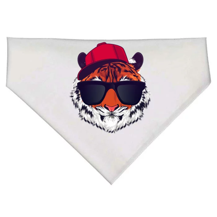 Funny Cool Hipster Tiger Sunglass USA-Made Doggie Bandana