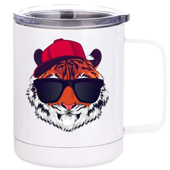 Funny Cool Hipster Tiger Sunglass Front & Back 12oz Stainless Steel Tumbler Cup