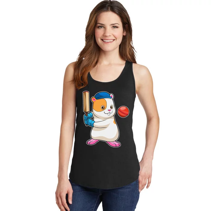 Funny Cute Hamster Cricket Bat Sports Gift Ladies Essential Tank