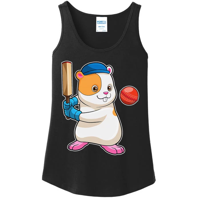 Funny Cute Hamster Cricket Bat Sports Gift Ladies Essential Tank