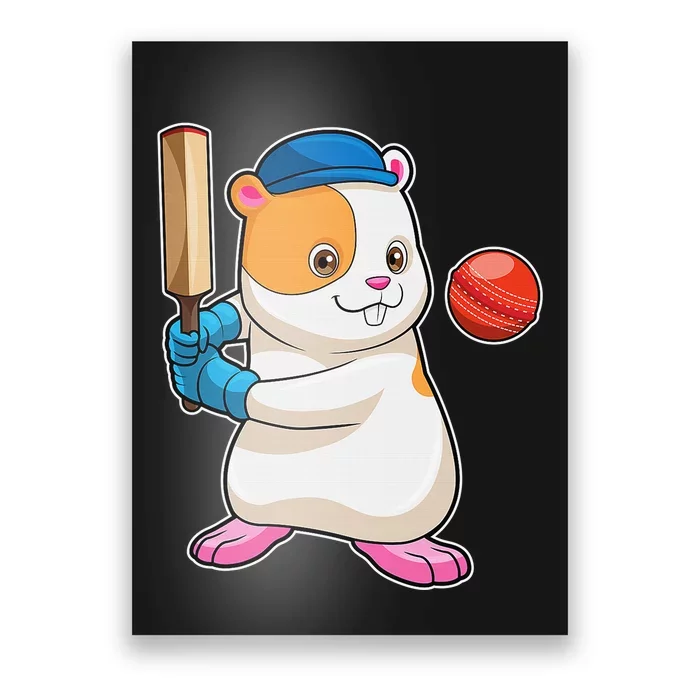 Funny Cute Hamster Cricket Bat Sports Gift Poster