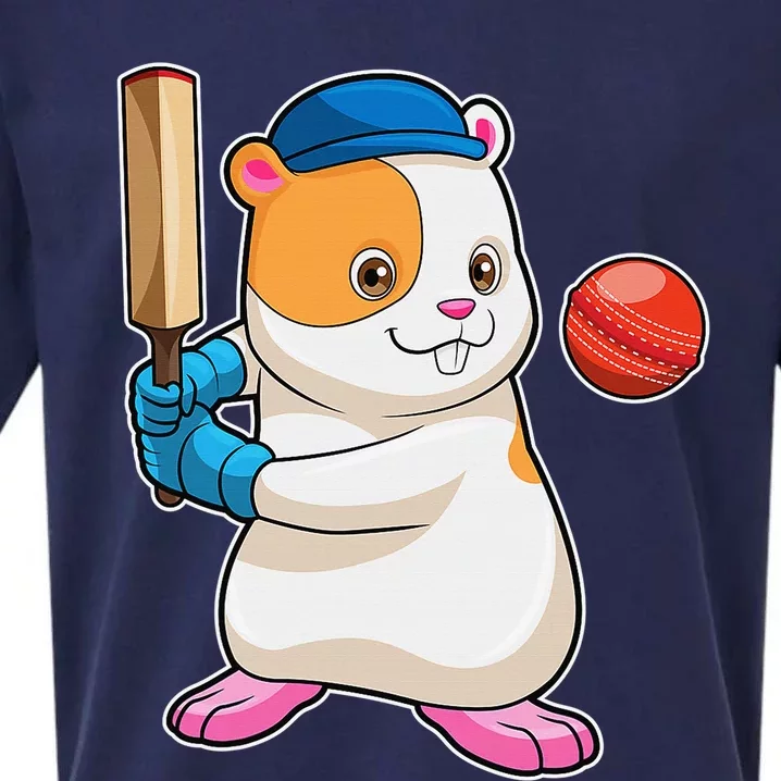 Funny Cute Hamster Cricket Bat Sports Gift Sueded Cloud Jersey T-Shirt