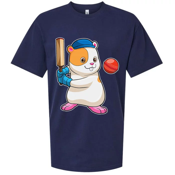 Funny Cute Hamster Cricket Bat Sports Gift Sueded Cloud Jersey T-Shirt