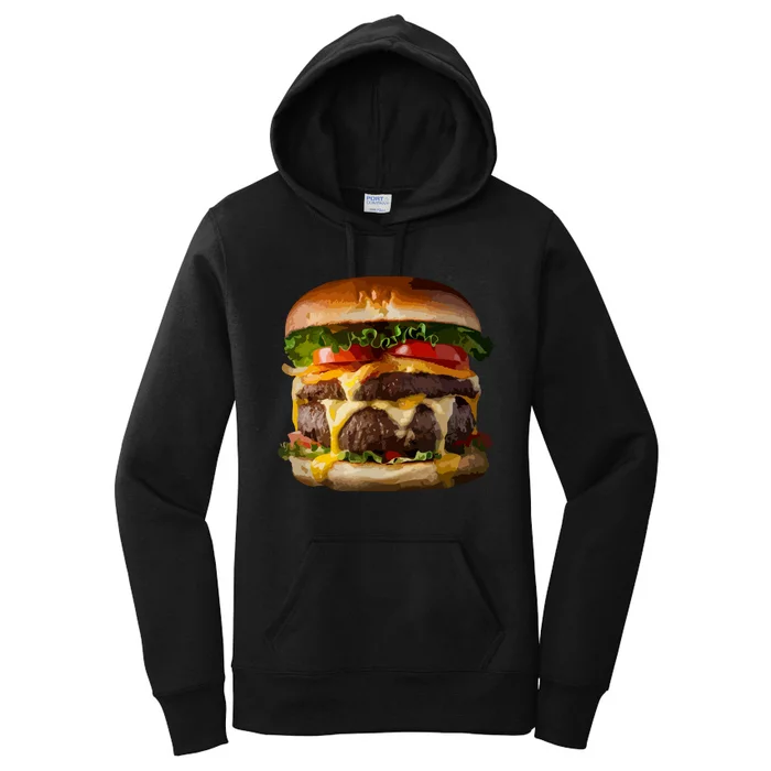 Funny Cheeseburger Hamburger Meet Eater Foodie Design Women's Pullover Hoodie