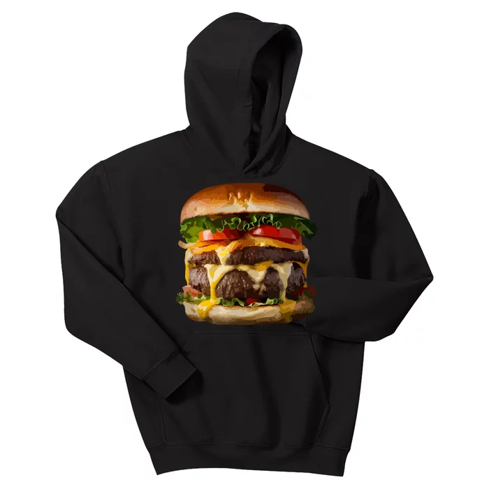 Funny Cheeseburger Hamburger Meet Eater Foodie Design Kids Hoodie