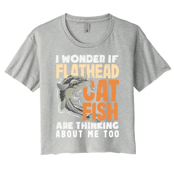 Funny Catfish Hunter Catfish Enthusiast Flathead Catfish Great Gift Women's Crop Top Tee