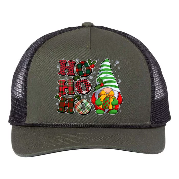 Funny Christmas Ho Ho Ho Gnome Retro Rope Trucker Hat Cap