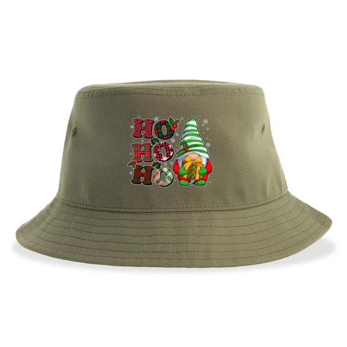 Funny Christmas Ho Ho Ho Gnome Sustainable Bucket Hat