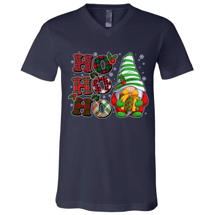 Funny Christmas Ho Ho Ho Gnome V-Neck T-Shirt