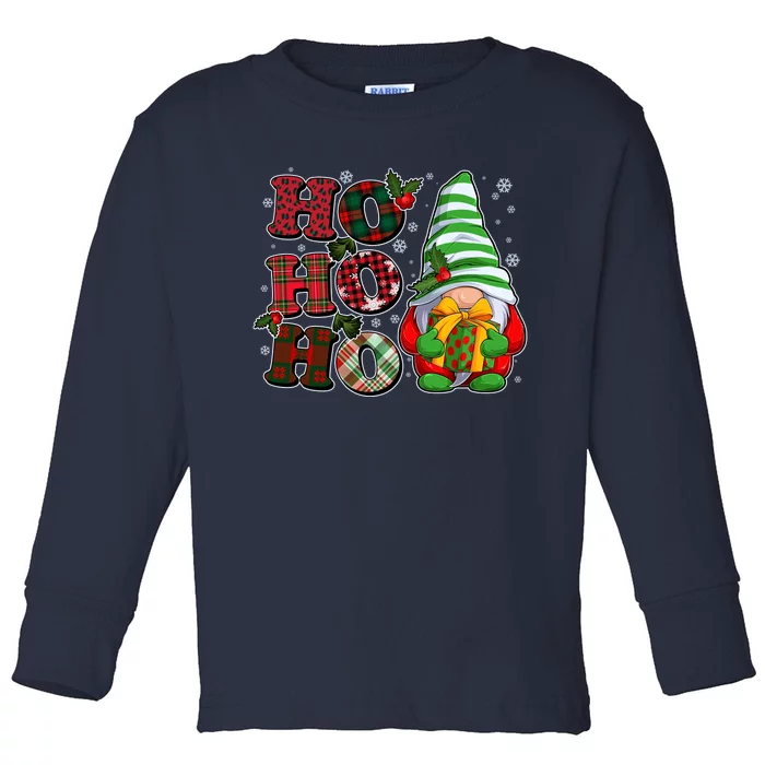 Funny Christmas Ho Ho Ho Gnome Toddler Long Sleeve Shirt