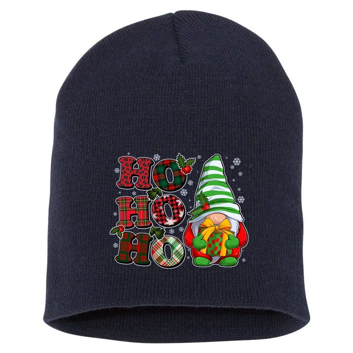 Funny Christmas Ho Ho Ho Gnome Short Acrylic Beanie