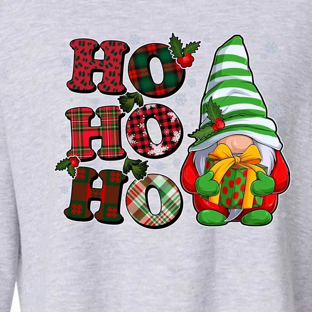 Funny Christmas Ho Ho Ho Gnome Cropped Pullover Crew