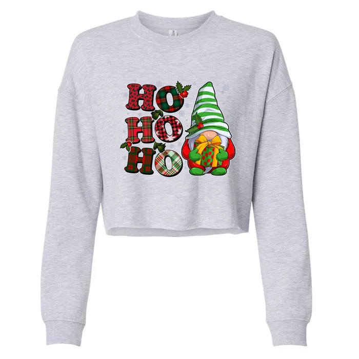 Funny Christmas Ho Ho Ho Gnome Cropped Pullover Crew