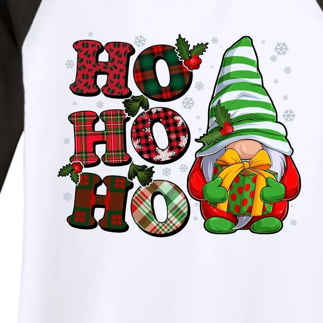 Funny Christmas Ho Ho Ho Gnome Women's Tri-Blend 3/4-Sleeve Raglan Shirt