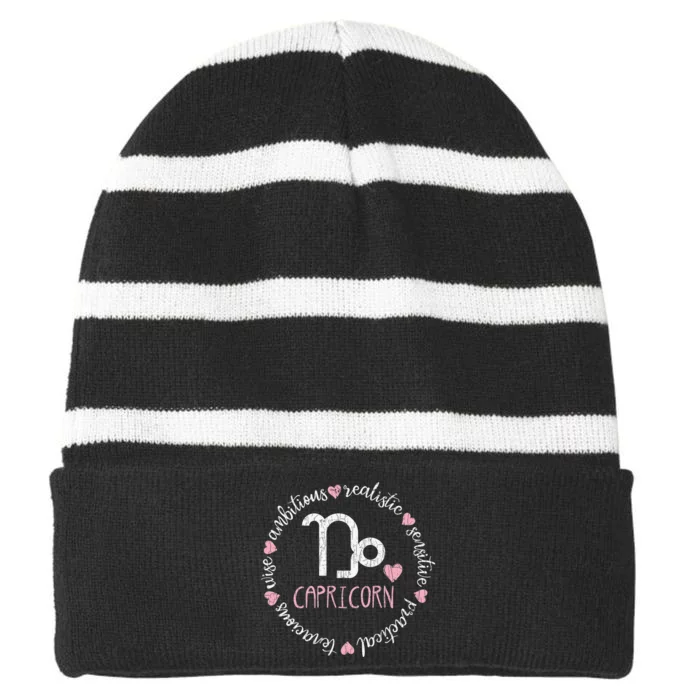 Funny Capricorn Horoscope Definition for Astrologers Striped Beanie with Solid Band