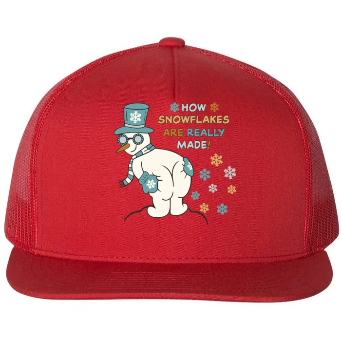 Funny Christmas How Snowflake Are Really Made Flat Bill Trucker Hat