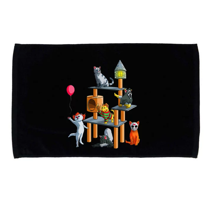 Funny Cat Horror Movies Cute Halloween For Cat Kitty Lovers Microfiber Hand Towel