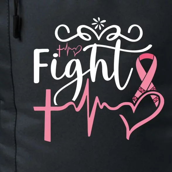 Fight Cross Heartbeat Pink Ribbon Breast Cancer Daily Commute Backpack