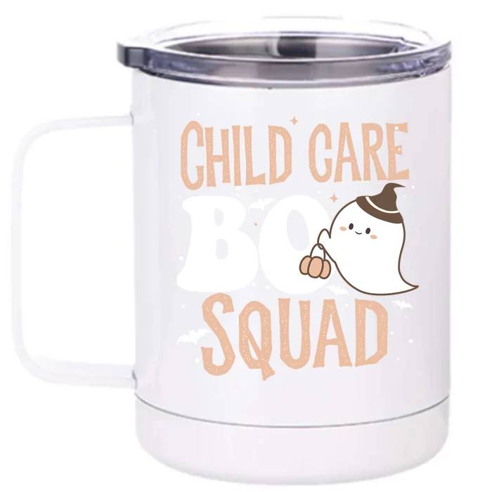 Funny Cute Halloween Care Boo Squad Costume Teacher Cool Gift Front & Back 12oz Stainless Steel Tumbler Cup