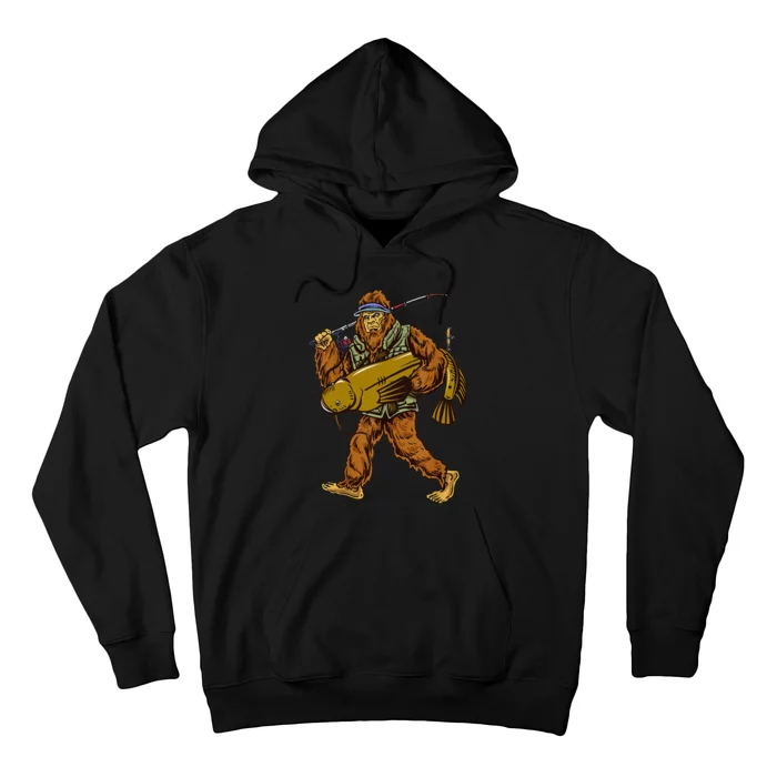 Fishing Catfish Hunting Bigfoot Sasquatch Fishermen Hoodie