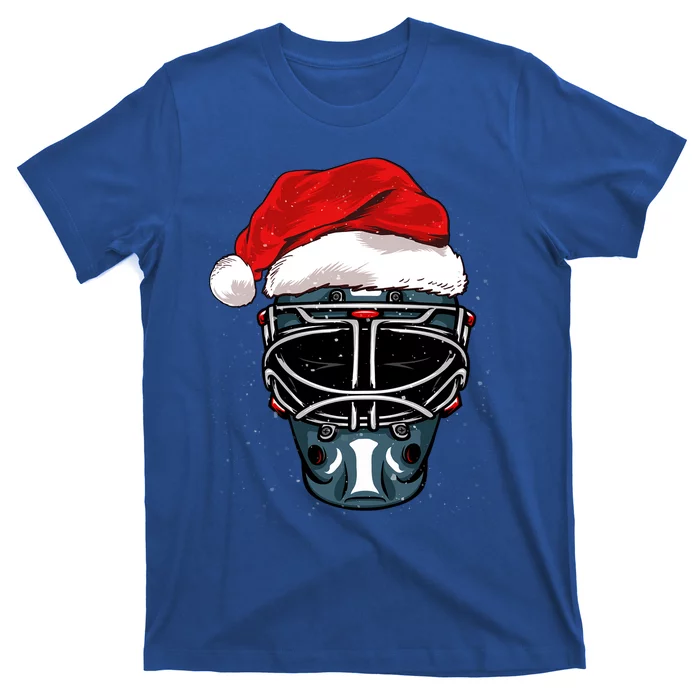 Funny Christmas Hockey Goalie Mask Santa Hat Xmas Celebrate Cute Gift T-Shirt