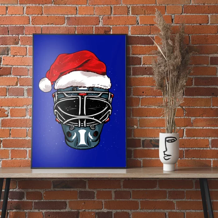 Funny Christmas Hockey Goalie Mask Santa Hat Xmas Celebrate Cute Gift Poster