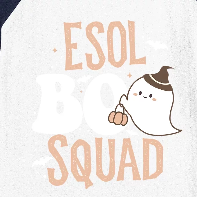 Funny Cute Halloween Esol Boo Squad Costume Teacher Gift Baseball Sleeve Shirt