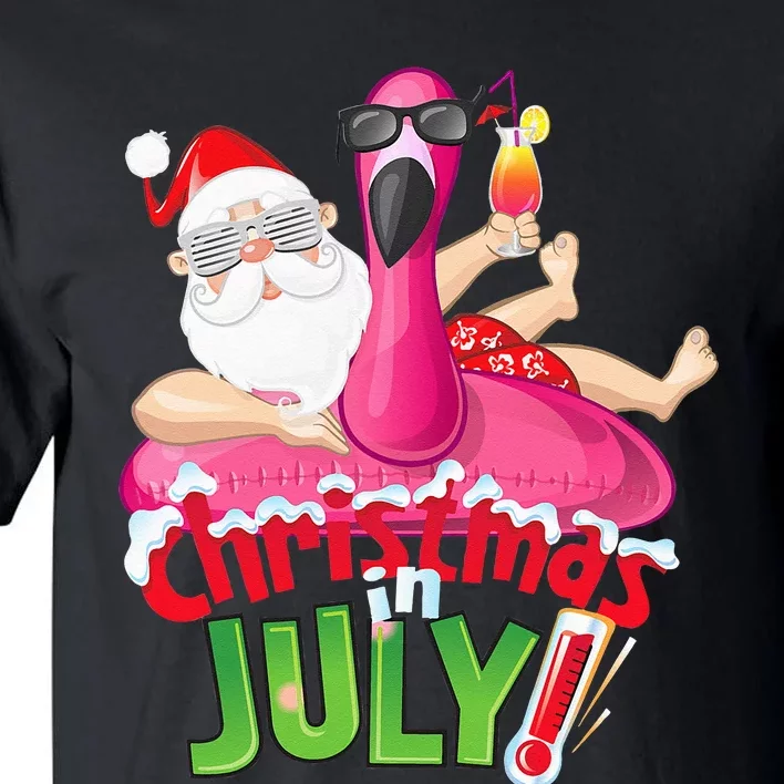 Funny Christmas in July Summer Flamingo Float Xmas Tall T-Shirt