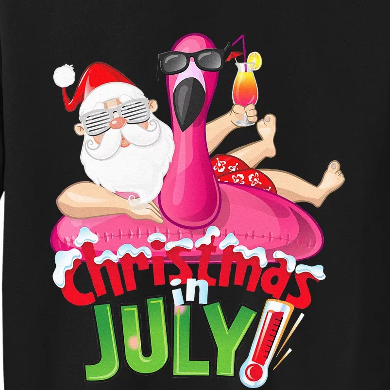 Funny Christmas in July Summer Flamingo Float Xmas Tall Sweatshirt