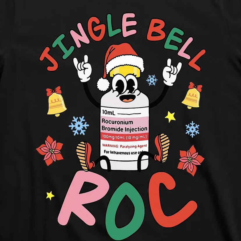 Funny CRNA ICU Nurse Jingle Bell ROC Anesthetist Christmas T-Shirt