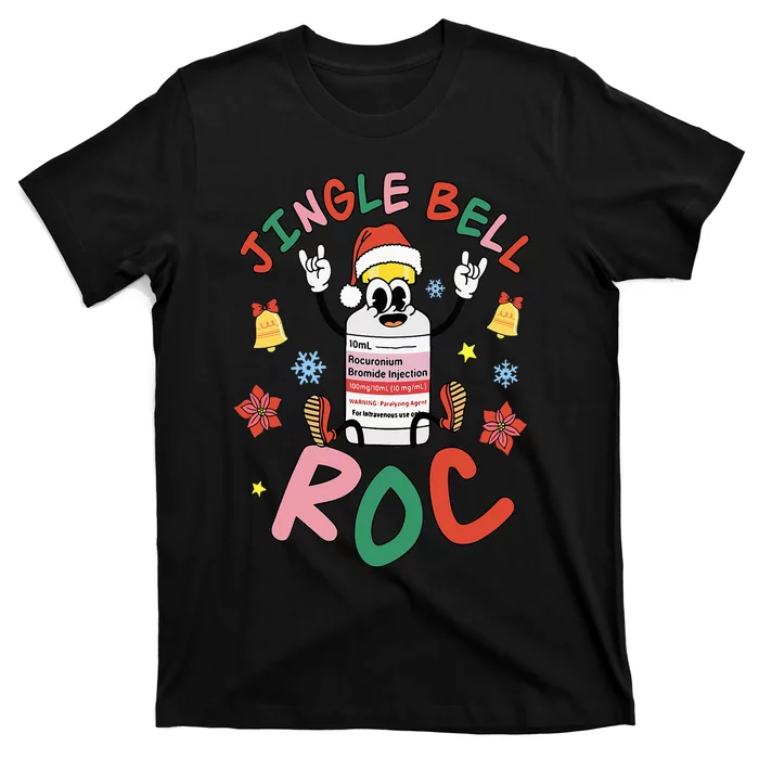 Funny CRNA ICU Nurse Jingle Bell ROC Anesthetist Christmas T-Shirt