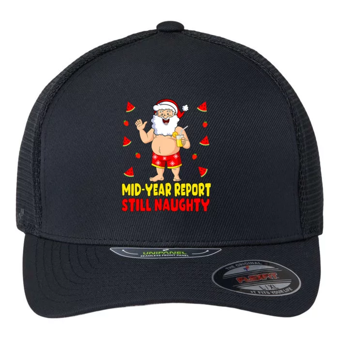 Funny Christmas In July Santa Summer Vacation Flexfit Unipanel Trucker Cap