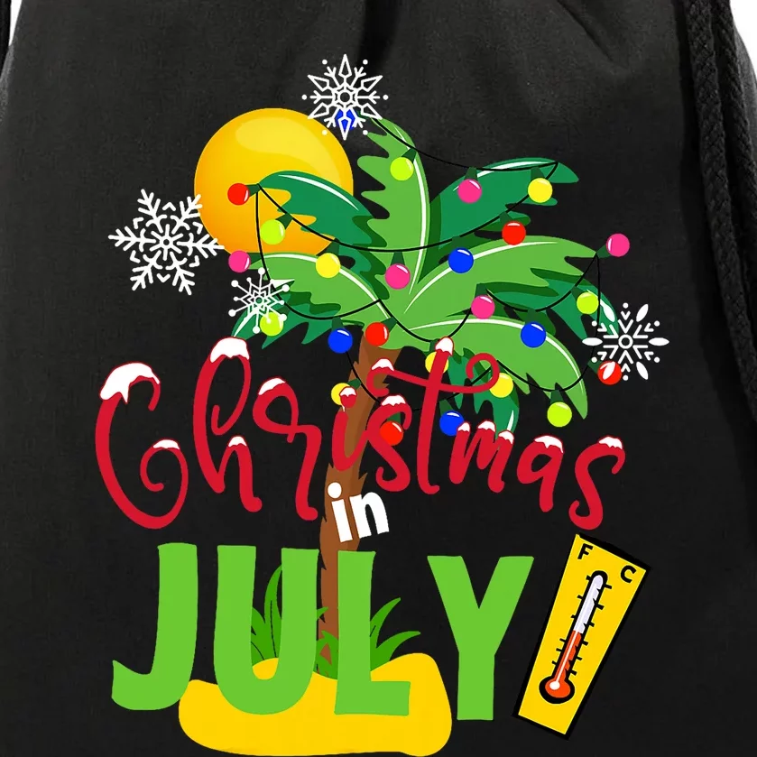 Funny Christmas In July Summer Beach Vacation Xmas Drawstring Bag