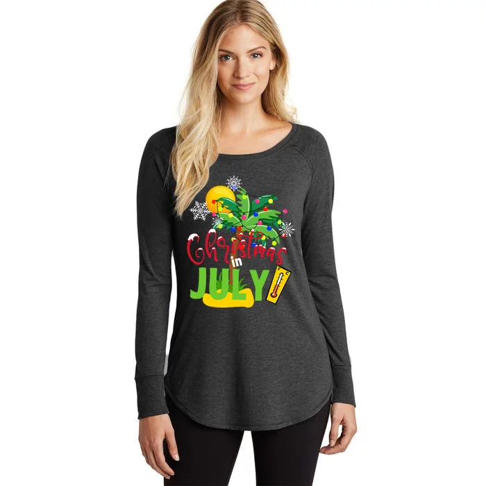 Funny Christmas In July Summer Beach Vacation Xmas Women's Perfect Tri Tunic Long Sleeve Shirt